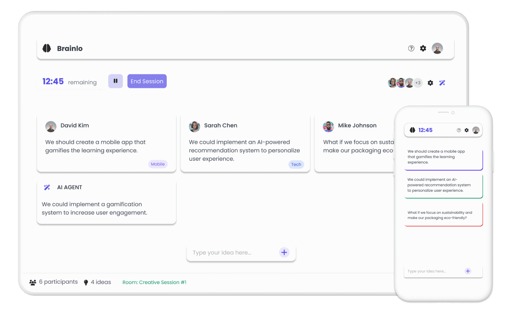Brainlo Team Brainstorming Platform Interface